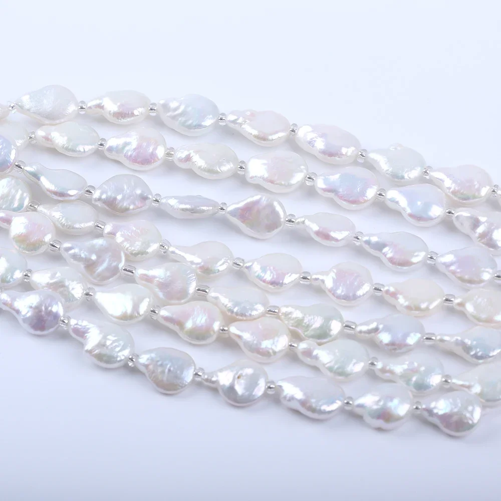 10-11mm coin shape with tail cultured freshwater pearl 18cm short strand for jewelry making