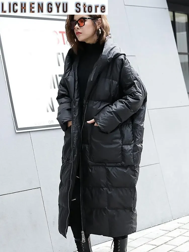 New Winter Hooded Long Sleeve Solid Color Black Cotton-padded Warm Loose Big Size Jacket Women parkas Fashion