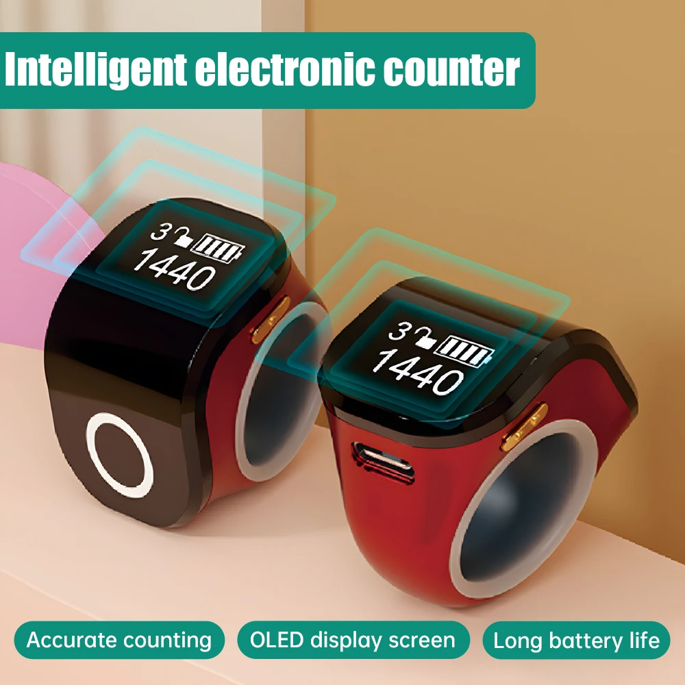 Digital Counter Portable Points Rechargeable Ring Ring Idea Tally Counter Smart Touch Waterproof Finger Counter for Muslims