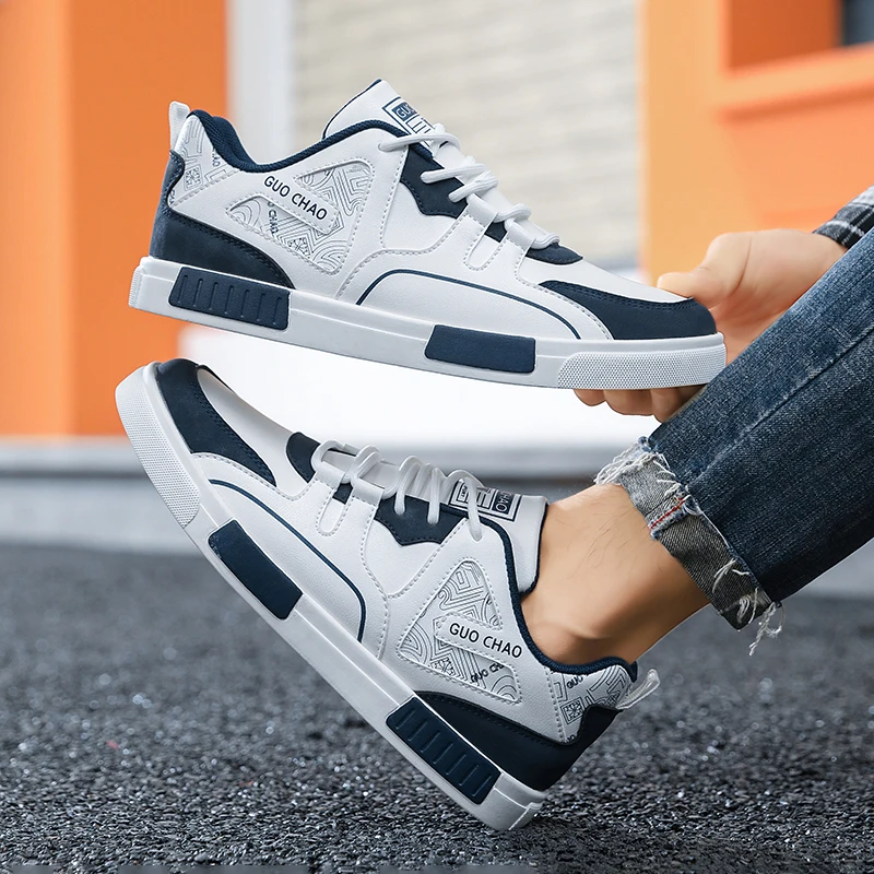 

Fashion Casual Sports Shoes For Men Low-cut Lace-up Flat Sneakers Outdoor Non-slip Men's Skateboard Shoes zapatillas de hombre