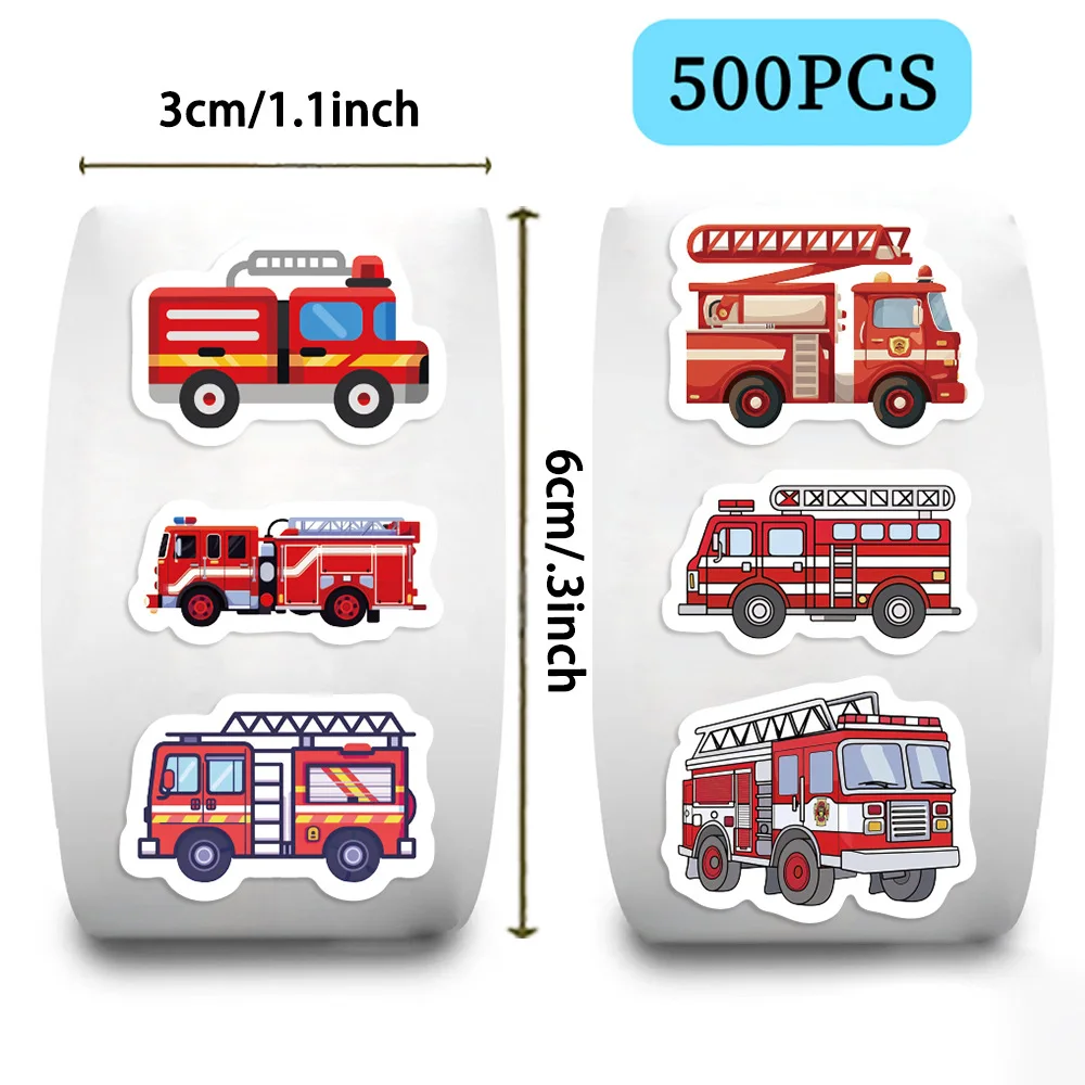 لفة ملصق Bview Art 500 قطعة: ديكور قصاصات على شكل شاحنة إطفاء، أختام مغلف ذاتية الصنع، شريط مزخرف
