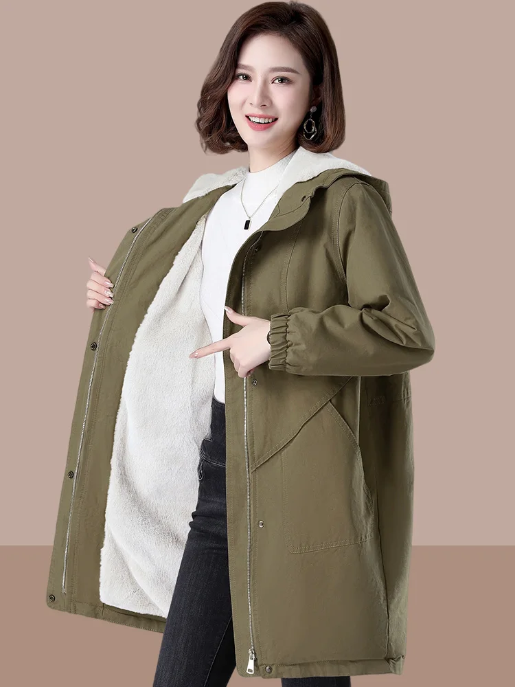 

Winter Jacket Coats Women 2022 Thicken Warm Windproof Parkas Casual Women Down Cotton Coat Hooded Outwear Cotton-padded Jackets