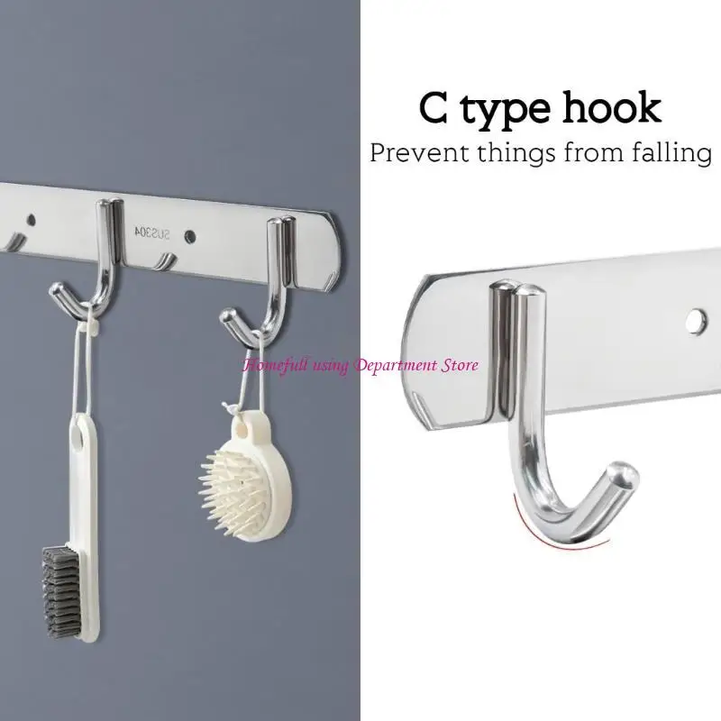 

Sturdy Hook Rack Practical Stainless Steel Hook Rack Wardrobes Rustproof Towel Holder for Bedroom Bathroom Kitchen