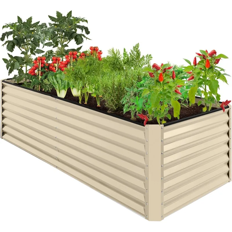 

8x4x2ft Outdoor Metal Raised Garden Bed, Deep Root Planter Box for Vegetables, Flowers