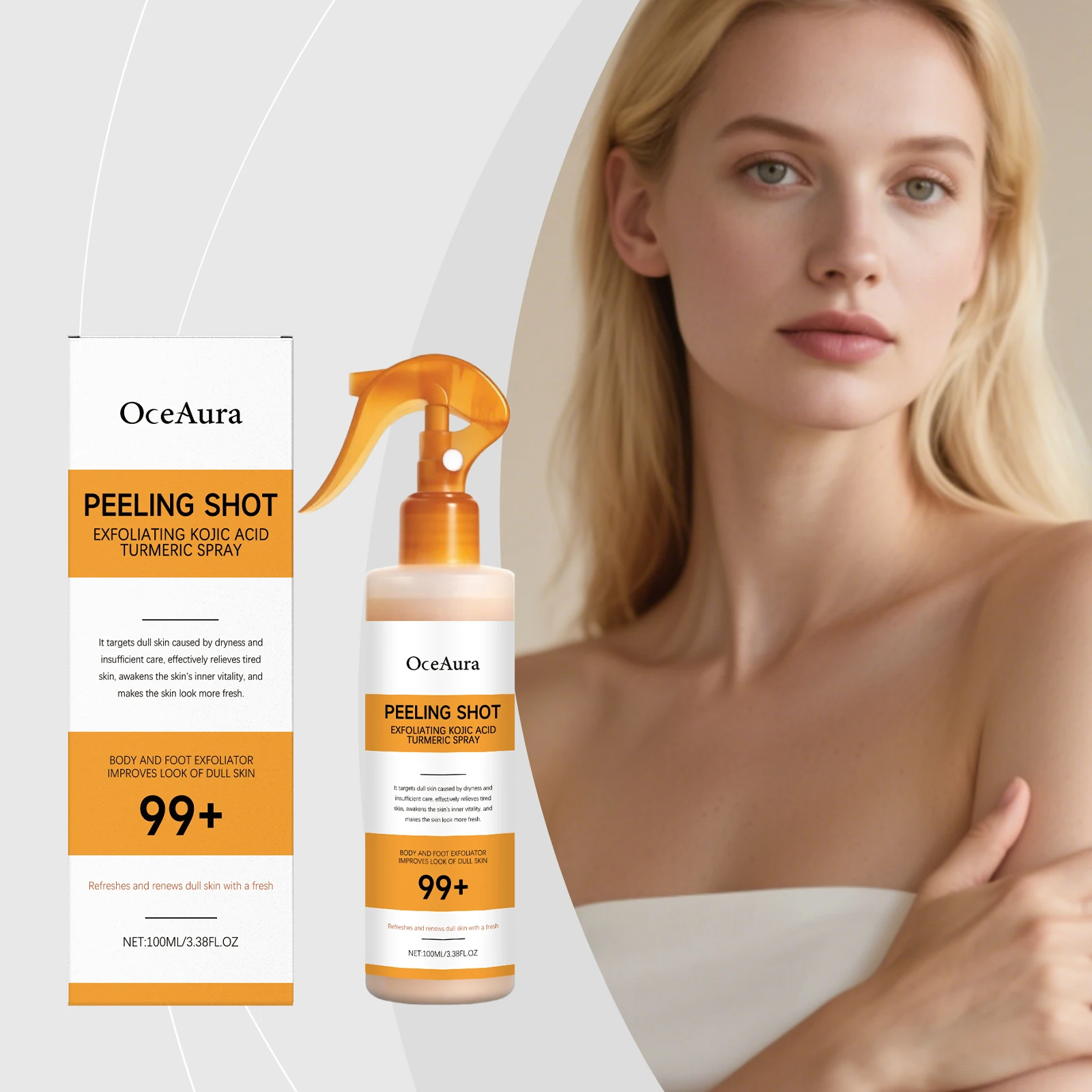 Peeling Shot Exfoliating Kojic Acid Turmeric Spray Cleansing Moisturizing Spray Gently Cleanses Body Skin