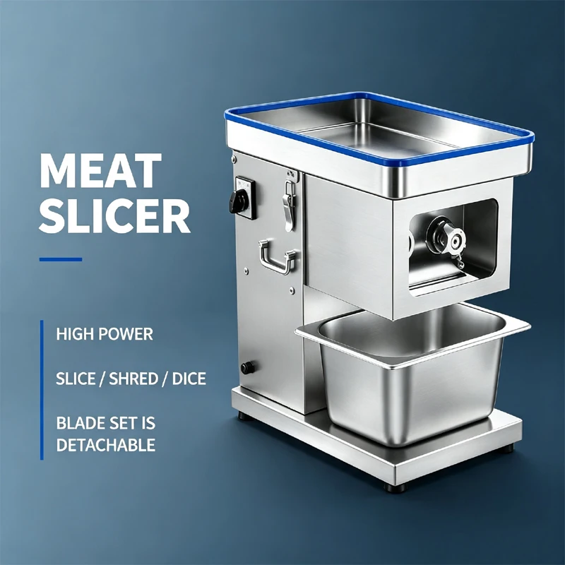 Stainless Steel Meat Cutting Equipment For Restaurant And Canteen Automatic Fresh Meat Slicer