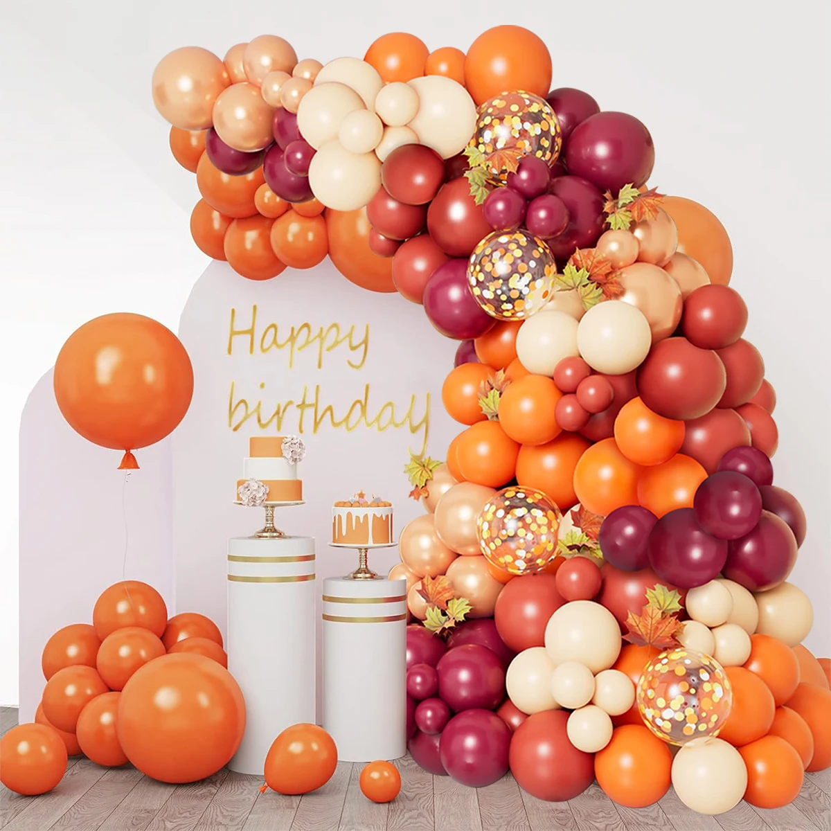 Burgundy Matte Orange Rose Gold Balloon Garland Arch Kit Birthday Party Decor Kids Wedding Party Supplies Baby Shower Balloon