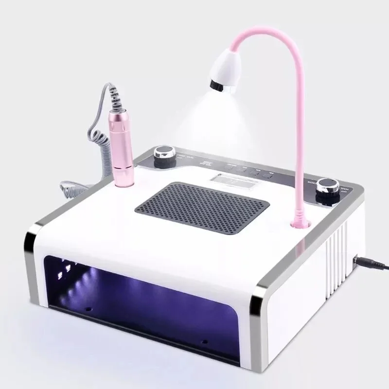 free shipping 4 in 1 Electric Nail Drill Machine with 30000RPM Handpiece Dust Vacuum Suction 108W LED UV Lamp Electric Nail File