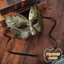 Vintage Masquerade Mask for Men Gold Roman Soldier Mask Venetian Mardi Gras Phantom Opera Eyemask Rave Accessory