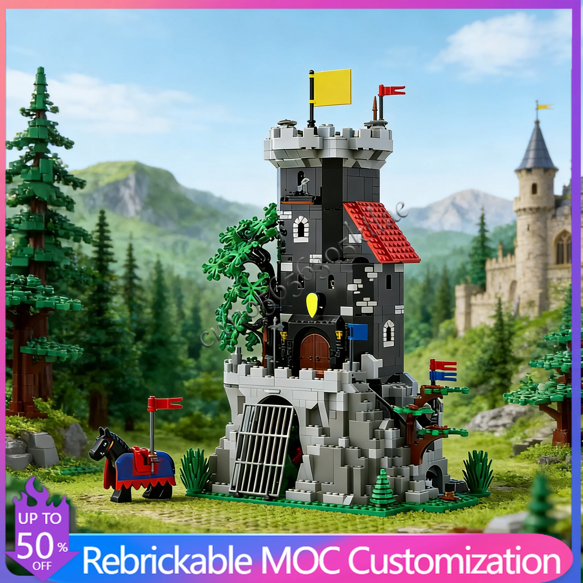 959 pièces, tour sombre d'ingénierie urbaine, MOC, construction modulaire personnalisable, blocs de construction créatifs, design éducatif, jouet DIY, cadeau de Noël