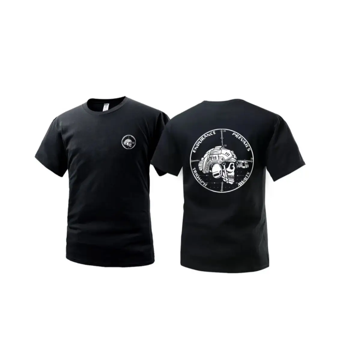 2026 New Family Matching Oversized Unisex Streetwear T Shirt Tactical Skull Helmet Circular Print Tee Casual Short Sleeve Tops