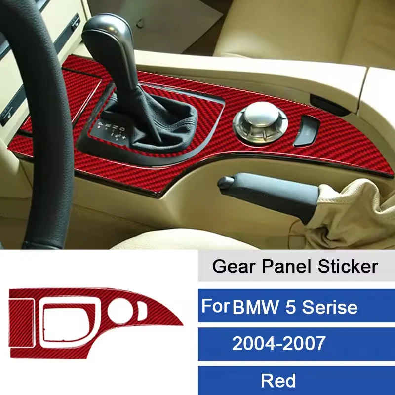 

Carbon Fiber Control Gear Box Shift Knob Panel Frame Cover Sticker Interior Trim For BMW 5 series E60 2004-2007