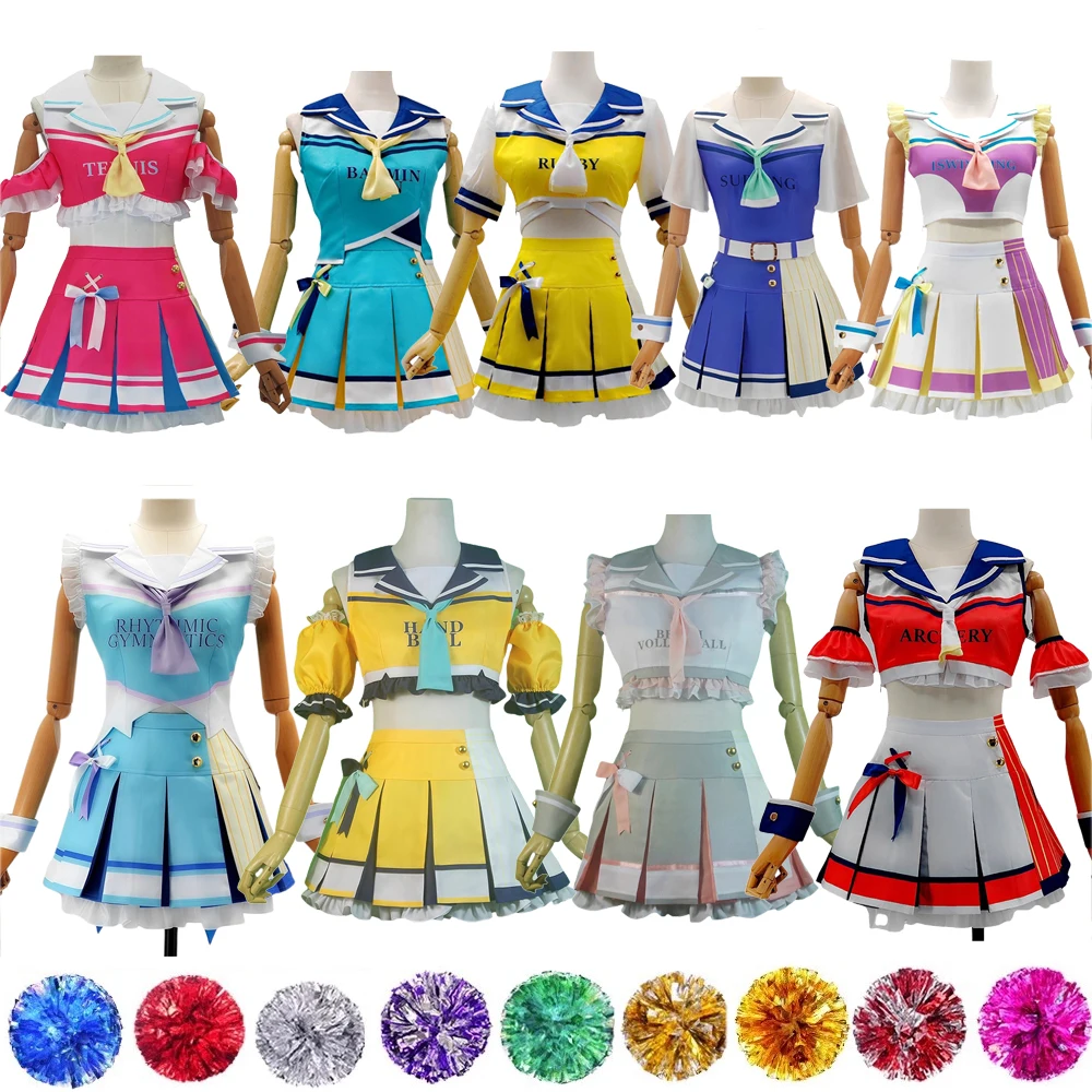 

Аниме Cheerleader Unawaken униформа Hanayo Maki Minami Kotori Tojo Nozomi Nico костюмы для косплея женский костюм для вечеринки на Хэллоуин