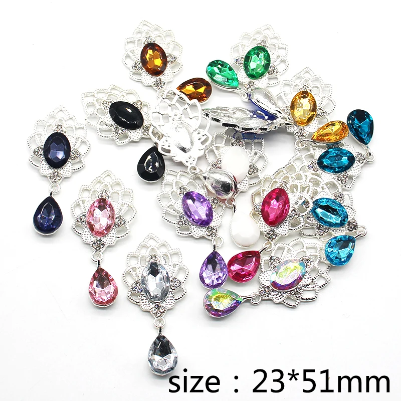 Alloy Rhinestone Broche para Senhoras, Acessórios Jóias, Cartão Do Convite Do Casamento, Vidro De Vinho, Caixa De Presente, Decoração Do Arco, DIY, 23x51mm, 10Pcs