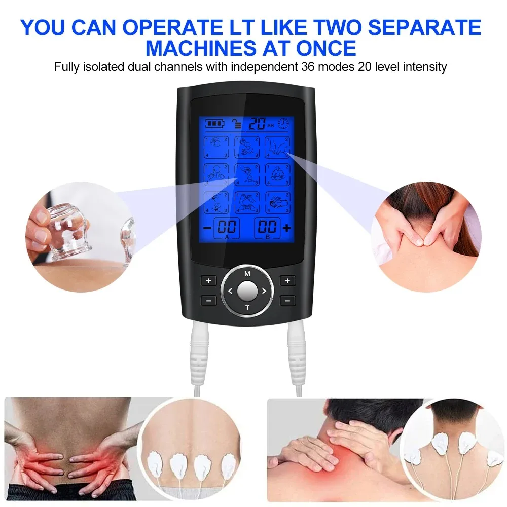 Tens Muscle Stimulator 36 Modes EMS Pulse Physiotherapy Acupuncture Body Massage Restore Muscle Vitality Digital Massage Tools