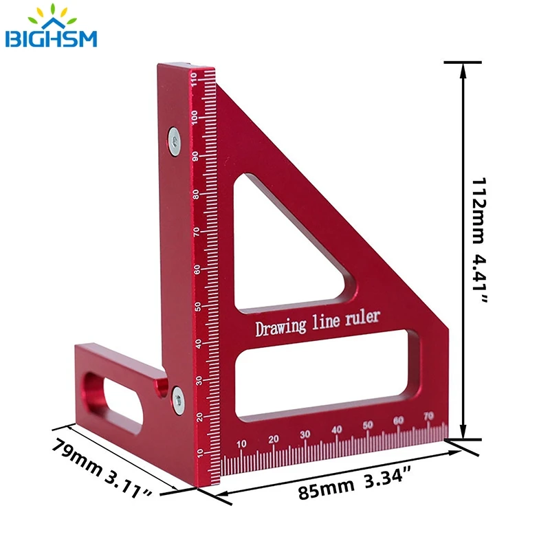 Falegname quadrato per la lavorazione del legno goniometro quadrato in alluminio mitra triangolo righello 3D Multi angolo 45/90 gradi Layout righello di misurazione