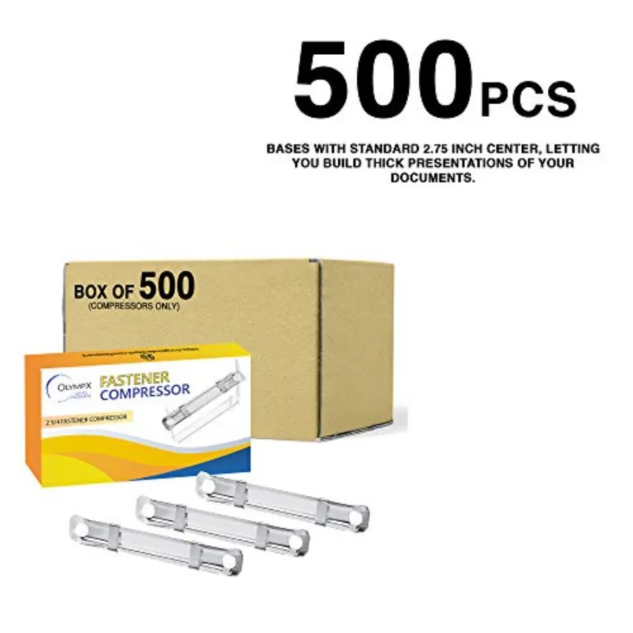 500 قطعة من ضواغط تثبيت الورق القياسية ذات الفتحتين تعمل مع مركز 1 بوصة 3.5 بوصة بسعة 2.75 بوصة لـ P