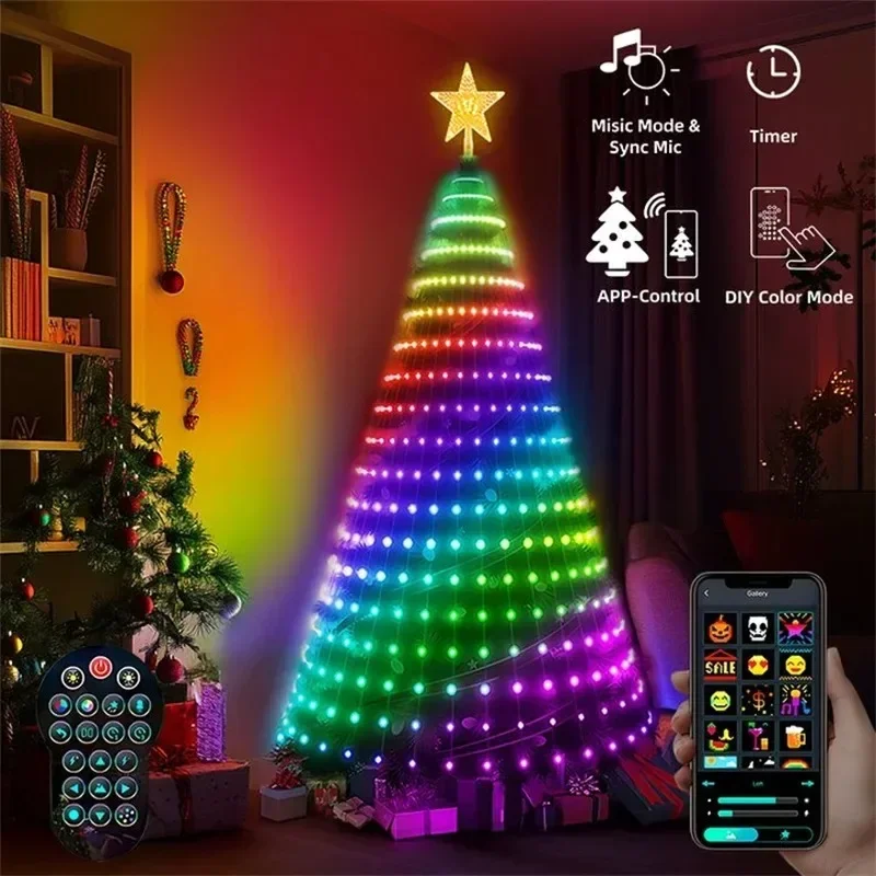 MIMIRGB 400LEDs Christmas Tree LED Lights Smart RGB LED String Lights Holiday Decoration for Indoor Outdoor Tree APP Control