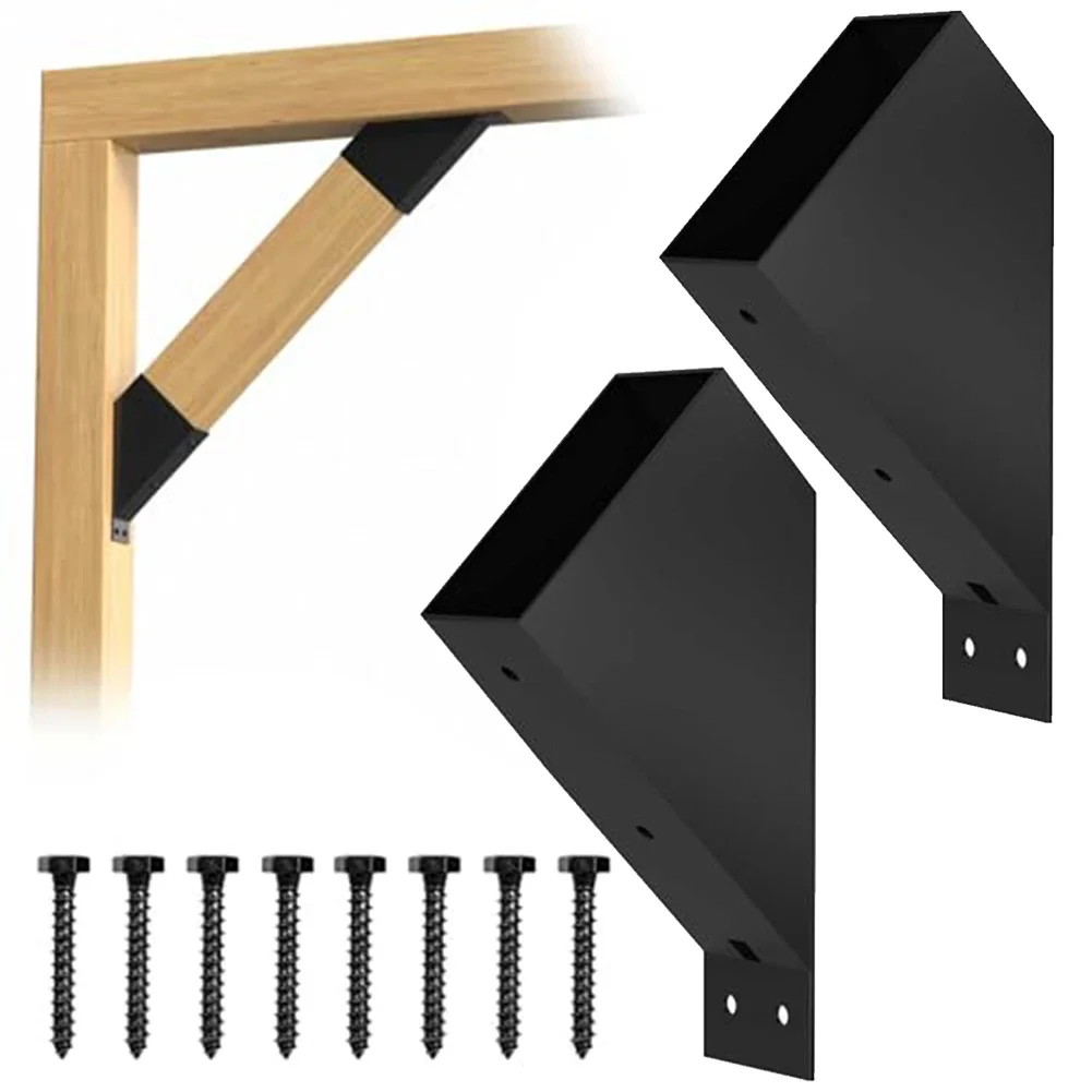 Iron Pergola Brackets Heavy Duty Connectors 2mm Thick Construction Black Coating Heavy Duty DIY Projects DIY Enthusiasts