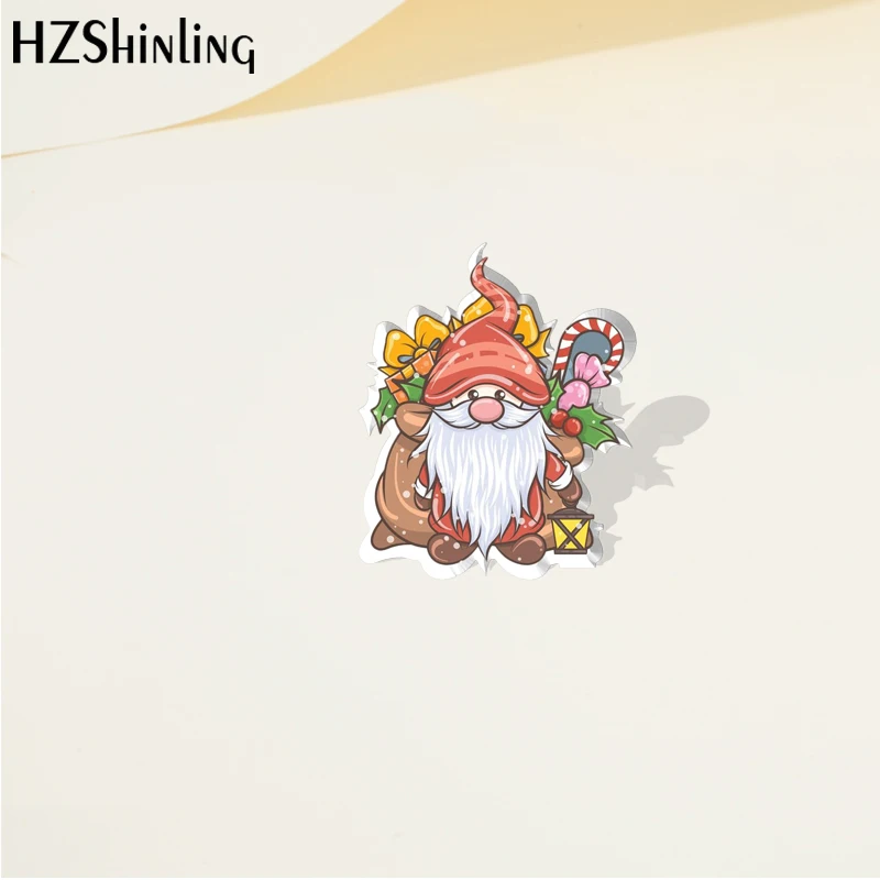 Cartoon Animals Merry Christmas Gnomes Pattern Acrylic Lapel Pin Resin Epoxy Acrylic Pins Fashion Jewelry Accessories