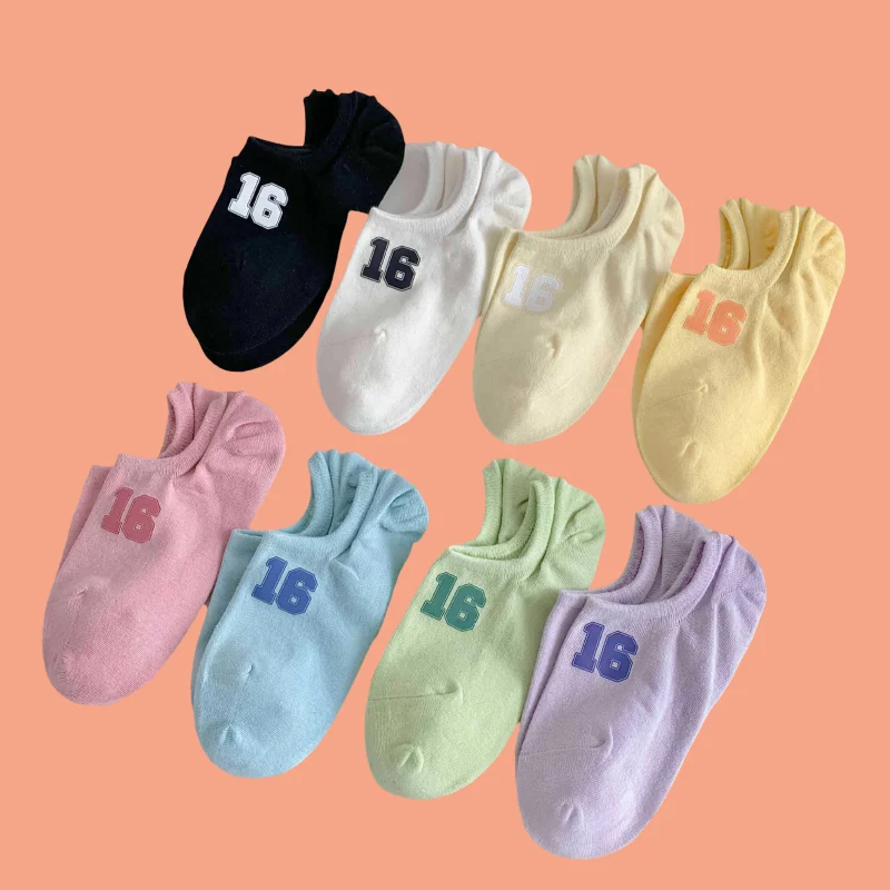 

5/10 Pairs Summer Women's Breathable Cotton Boat Socks Sweat-absorbent Non-slip Deodorant Invisible Shallow Mouth Short Socks