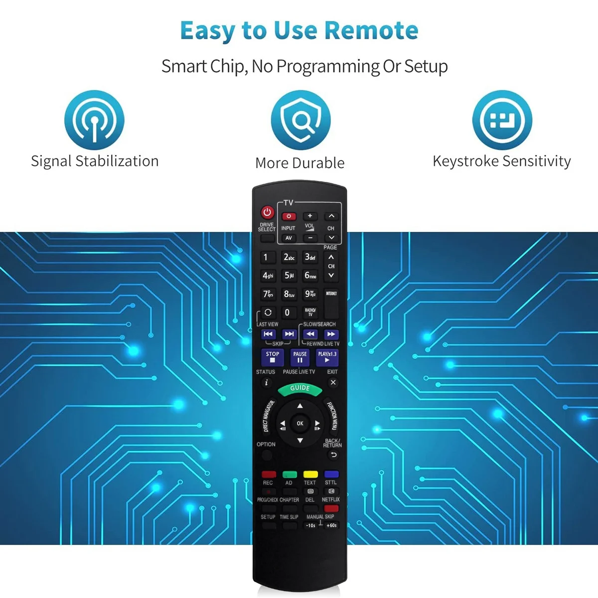 Replace N2QAYB000780 Remote Control for Panasonic Blu-Ray DVD Recorder