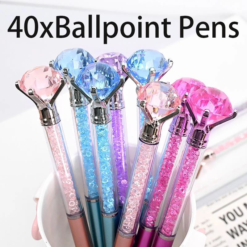 

40 Pcs Artificial Diamond Crystal Decoration 1.0MM Gift Ball Point Ballpoint Pen