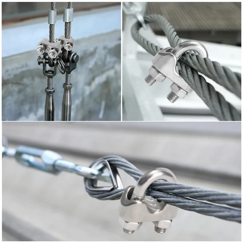 1-20 قطعة سلك مشابك كابلات M3 M5 للكابلات سلك حبل تزوير خيمة حبل الحرس درابزين الفولاذ المقاوم للصدأ U-الترباس السرج السحابات