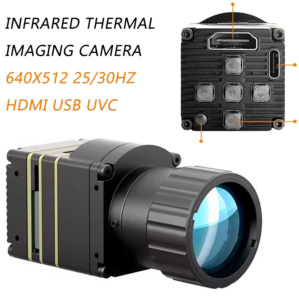 

640x512 Infrared Thermal Camera Industry Thermal Imager LWIR Camera HDMI USB UVC Uncooled Vehicle IR Imaging Cameras Outdoor