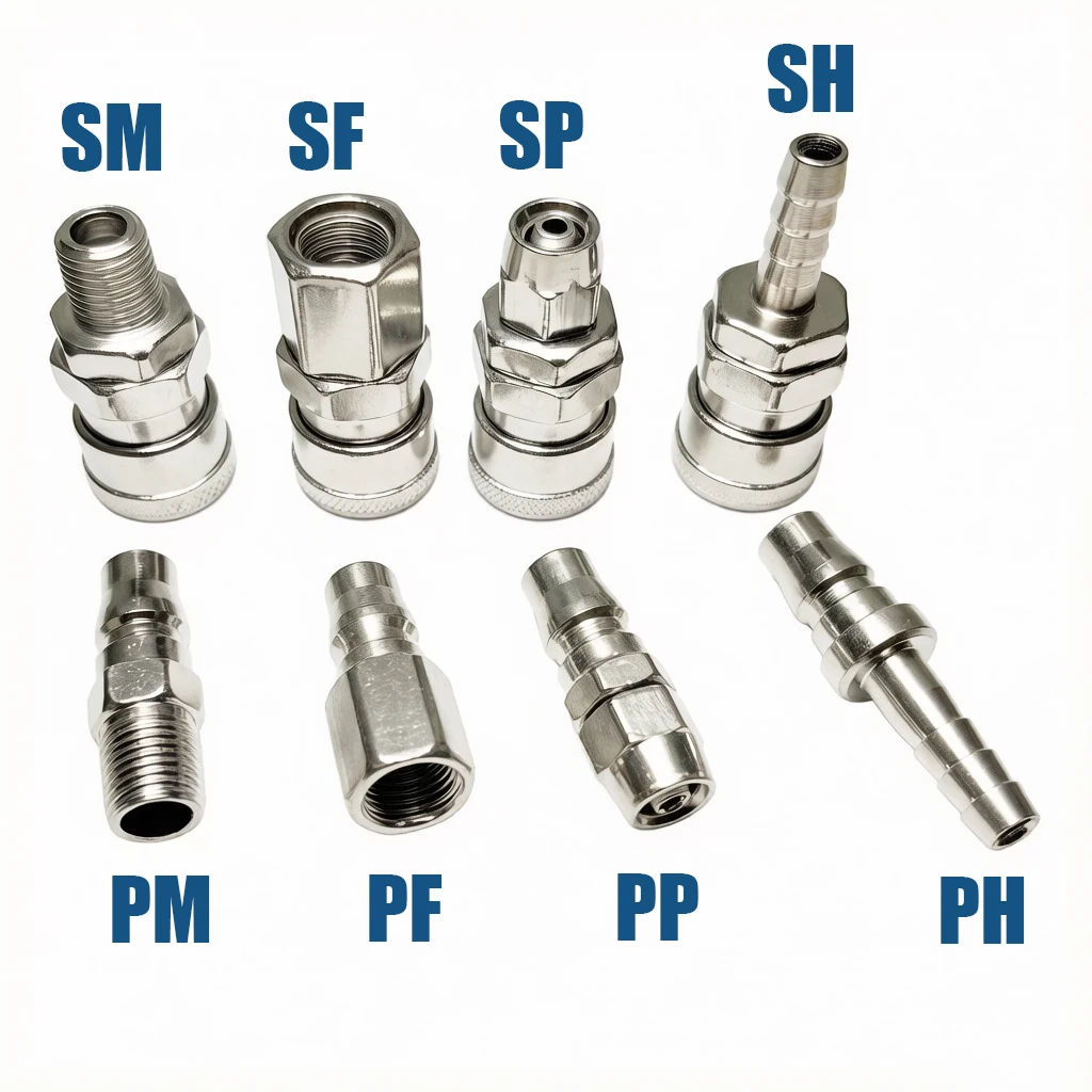 C-Type Quick Coupler Pneumatic Air Fitting SH PH SP PP SM PM SF  Air Hose Connector Quick Connect Release for Compressor