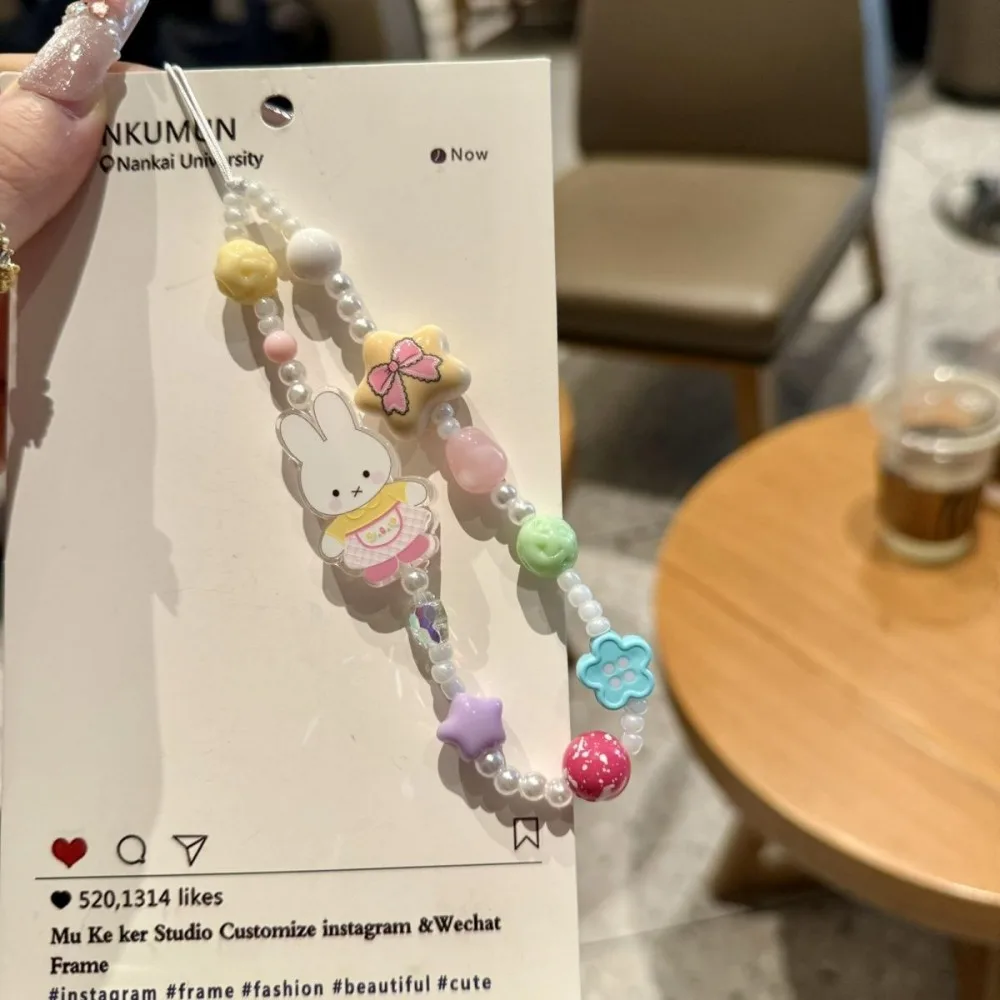 

Cute Cartoon Miffy Phone Lanyard Girly Heart Anti-lost Pendant CCD Camera Decor Hanging Phone Accessory for Girls Women Gift