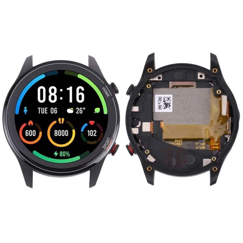 Layar LCD asli untuk Xiaomi Mi Watch / Watch warna olahraga/jam tangan Revolve Active Digitizer rakitan penuh dengan bingkai