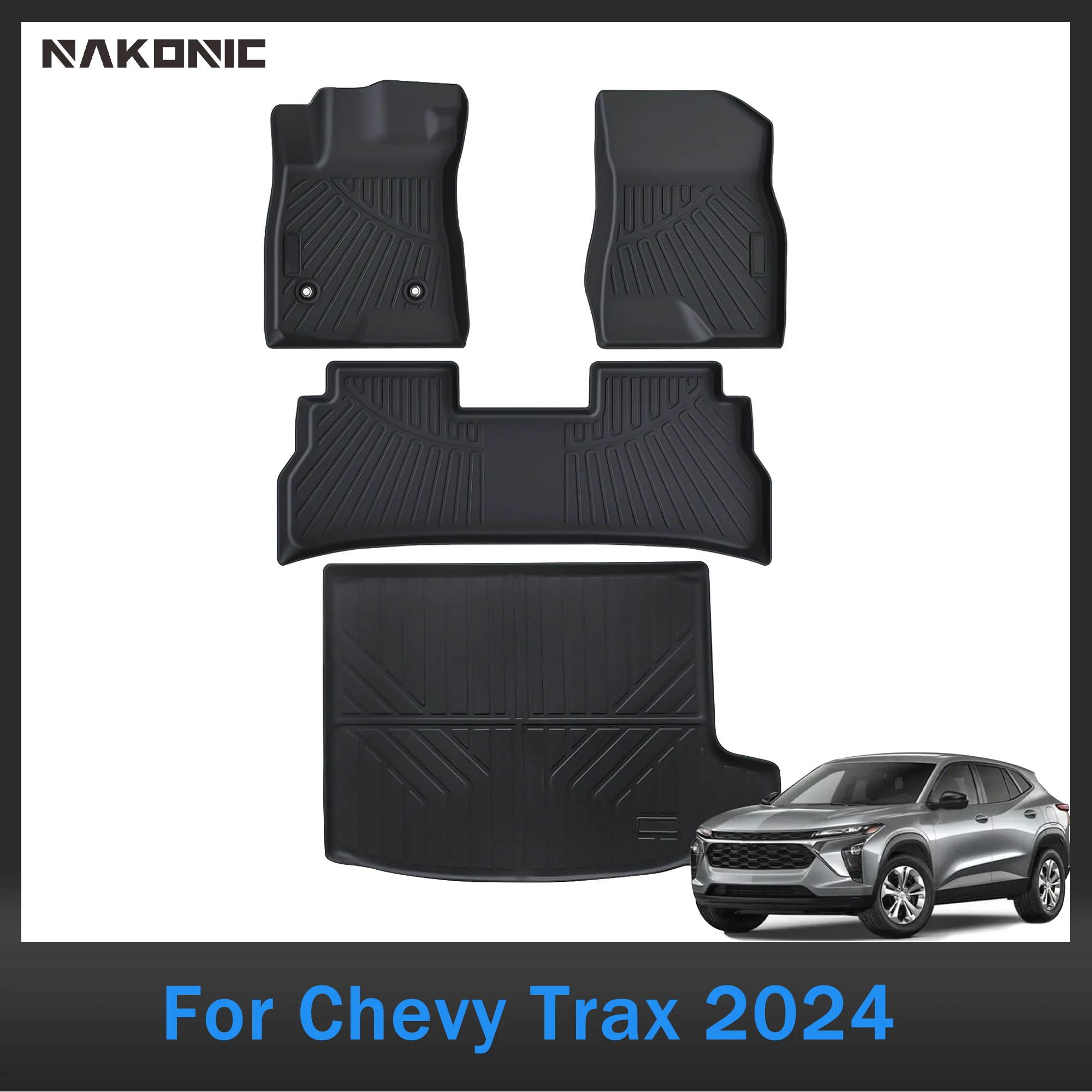 Available For 2024 Chevy Trax/Buick Envista TPE Material Car Floor Mat Trunk Mat Waterproof Antifouling Black