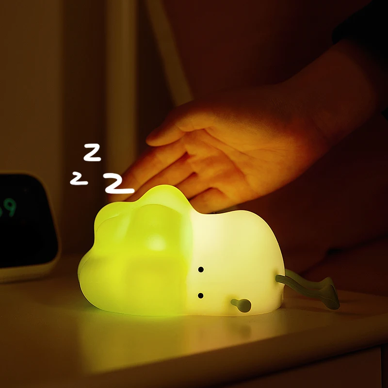 Cute Cabbage LED Night Light Touch Sensor Timing Lamps Children Gifts Home Bedside Table Bedroom Decoration Silicone Night Lamp