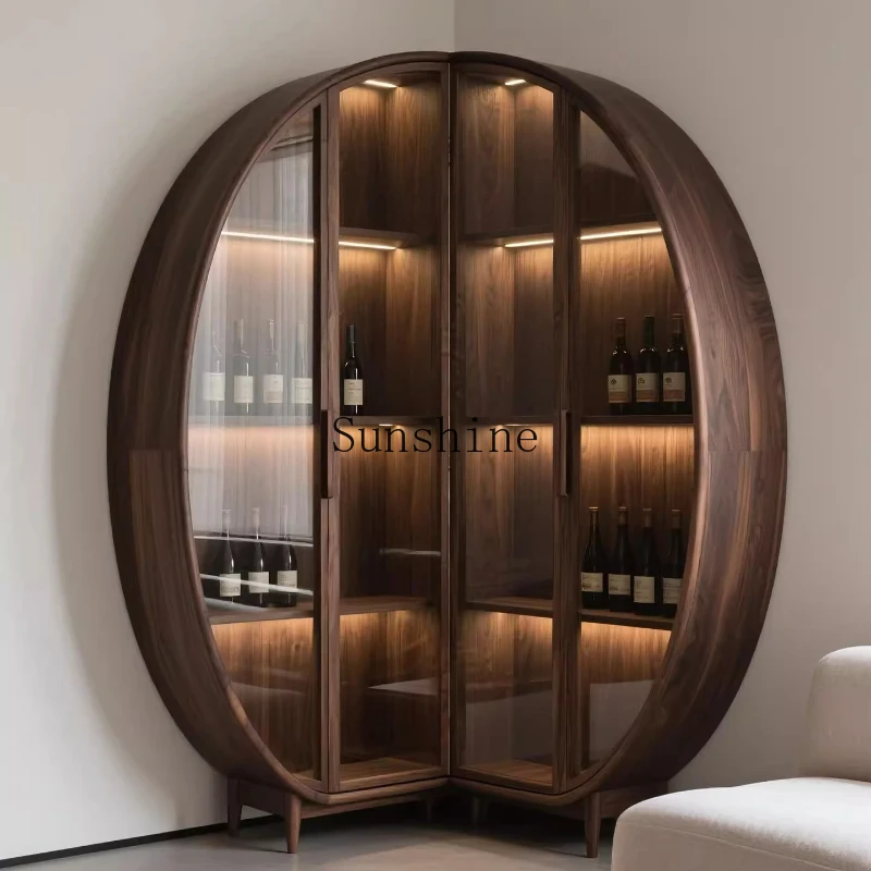 

Minimalist solid wood display cabinet Living room corner decorative side cabinet