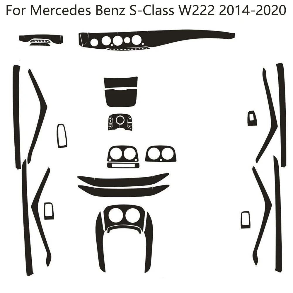 

For Mercedes Benz S-Class W222 2014-2020 Car-Styling Carbon Fiber Car Interior Center Console Color Molding Sticker Decals Parts