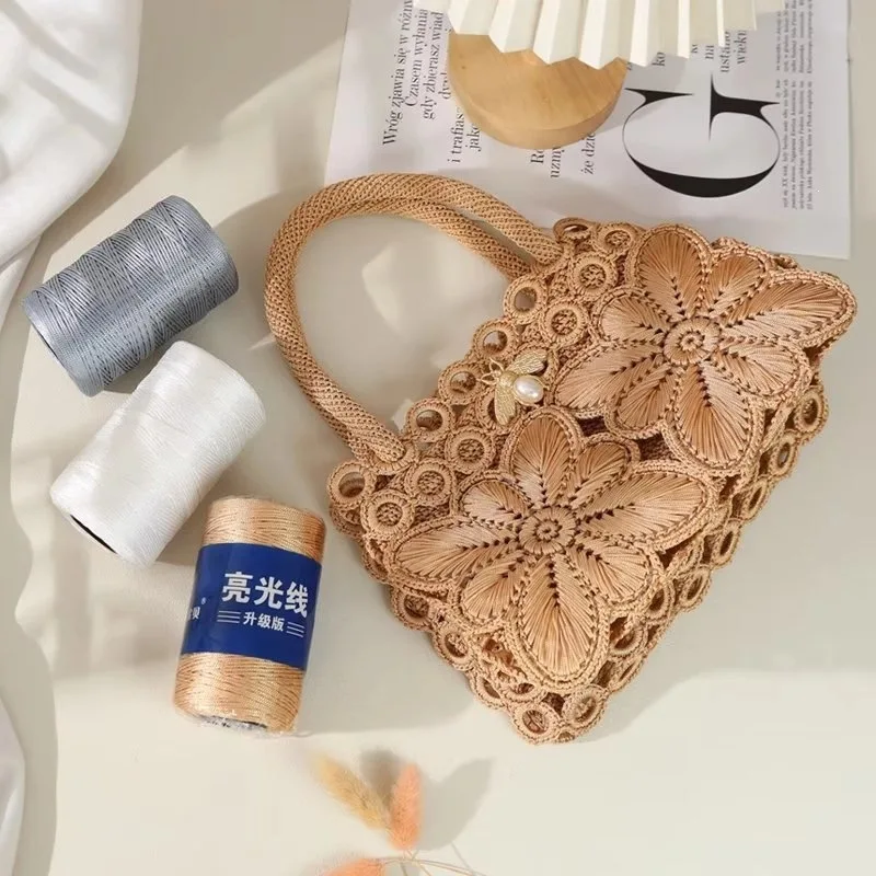 1mm Hollow Thread Bright Silk Thread Fine Ice Silk Thread Handmade Diy Braided Hook Hat Bag Sandals Water Cup Cover Wool