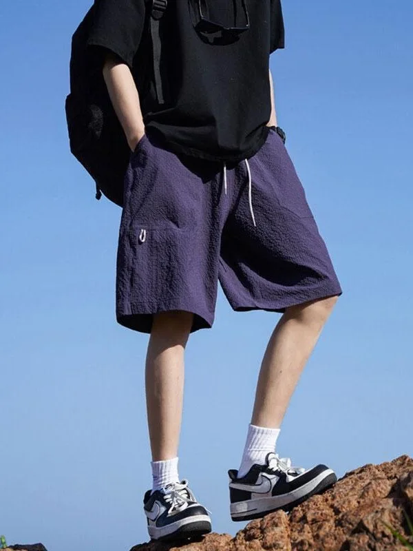 

Qui Dry Baskeall orts Men's Summer Thin Casual Beach Pants Straight Leg Outdoor Wear Five-Quarter Length Faionable Youth