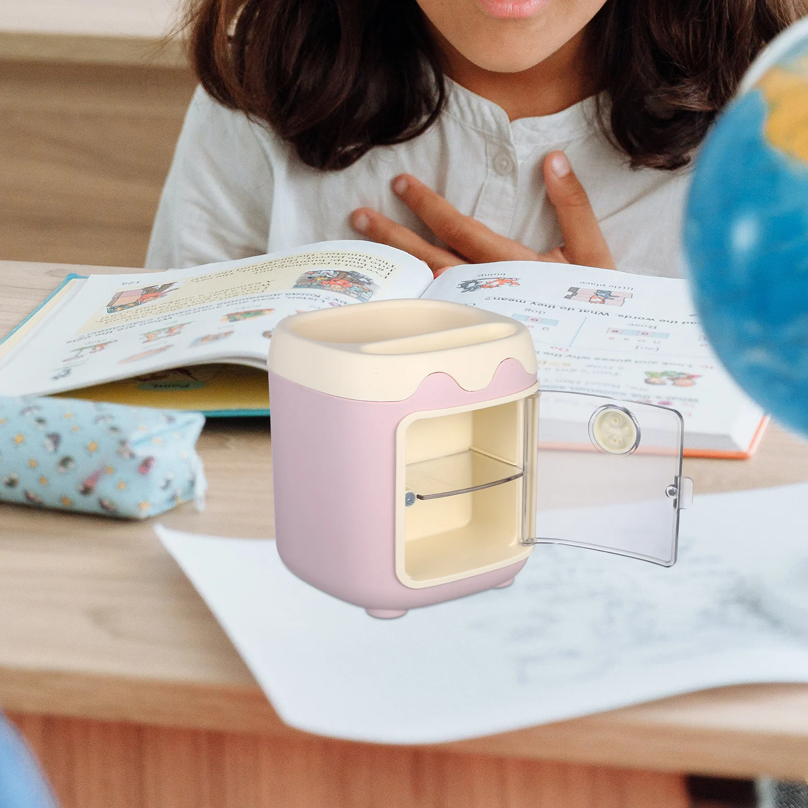 حامل قلم متعدد الشبكة منظم مكتب مع أدراج للمكتب والمنزل صندوق تخزين الأدوات المكتبية منظم سطح المكتب