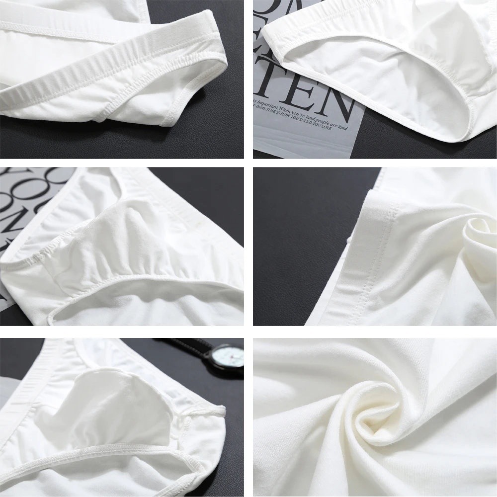 Sexy men's low rise briefs comfortable and breathable cotton fabric U shaped underwear in white black yellow and red