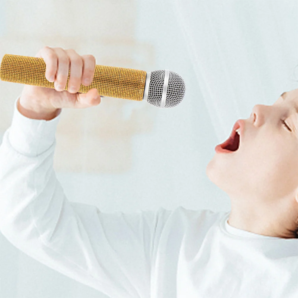 2 Pcs Simulated Microphone Pretend Toy Play Prop Fake Toys Cosplay Simulation Metal For Stage Baby