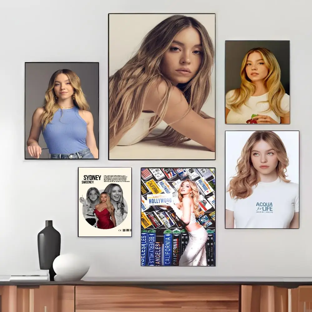 Actress S-Sydney Sweeney Poster Pegatina artistica HD autoadhesiva impermeable para salon dormitorio