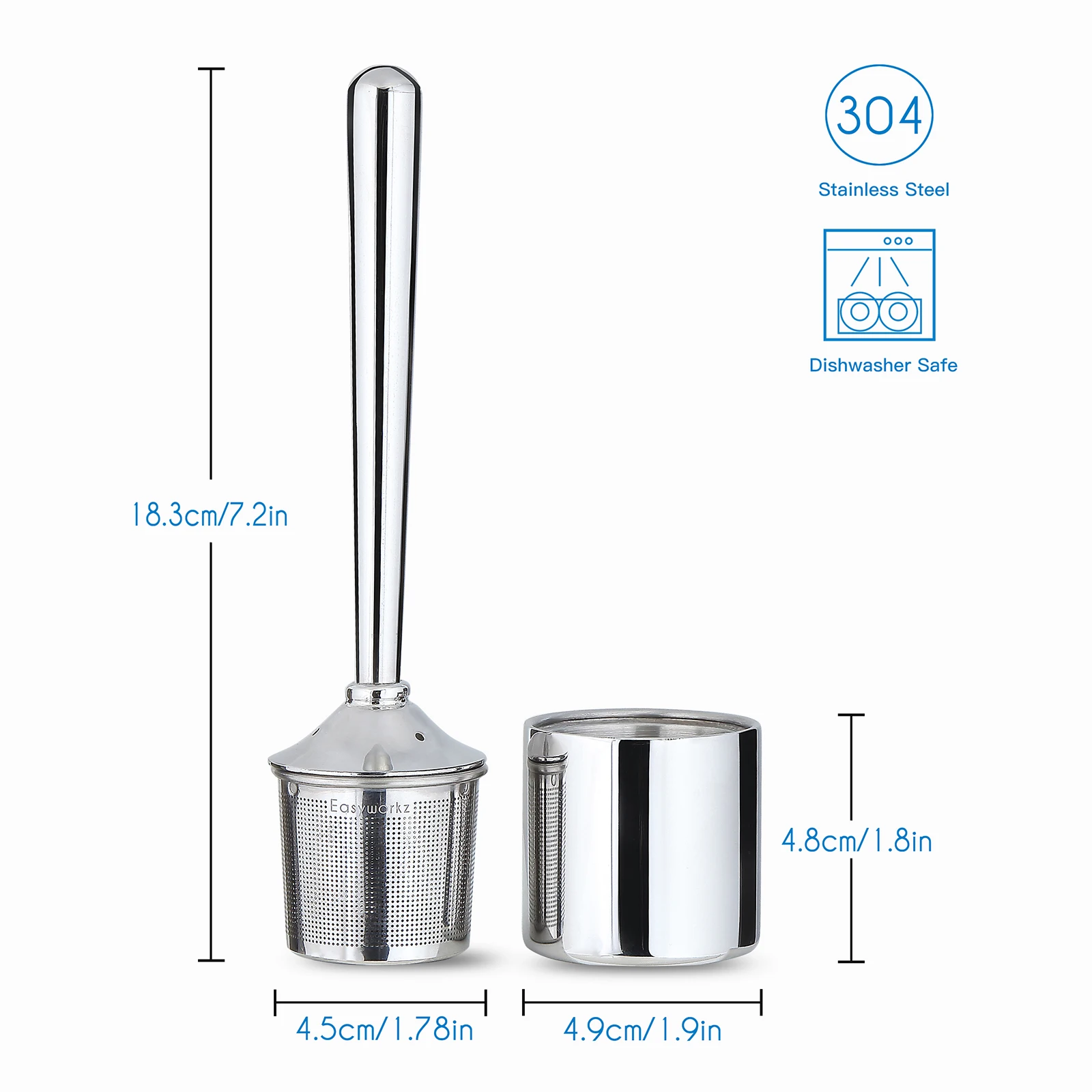 Easyworkz Stainless Steel Tea Infuser Stick with Heat Resistant Hollow Handle Fine Mesh Tea Strainer with Holder
