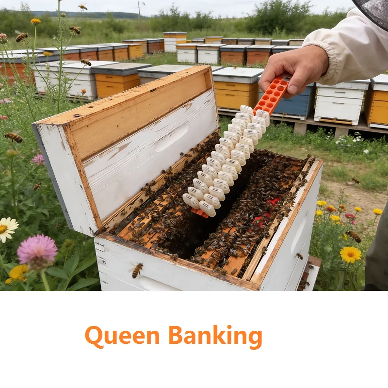 

Queen Banking JZBZ Shipping Bar Queen Bee Frame Transport Box Moving Isolator Protection Case Queen Bee Cage Beekeeping Tools