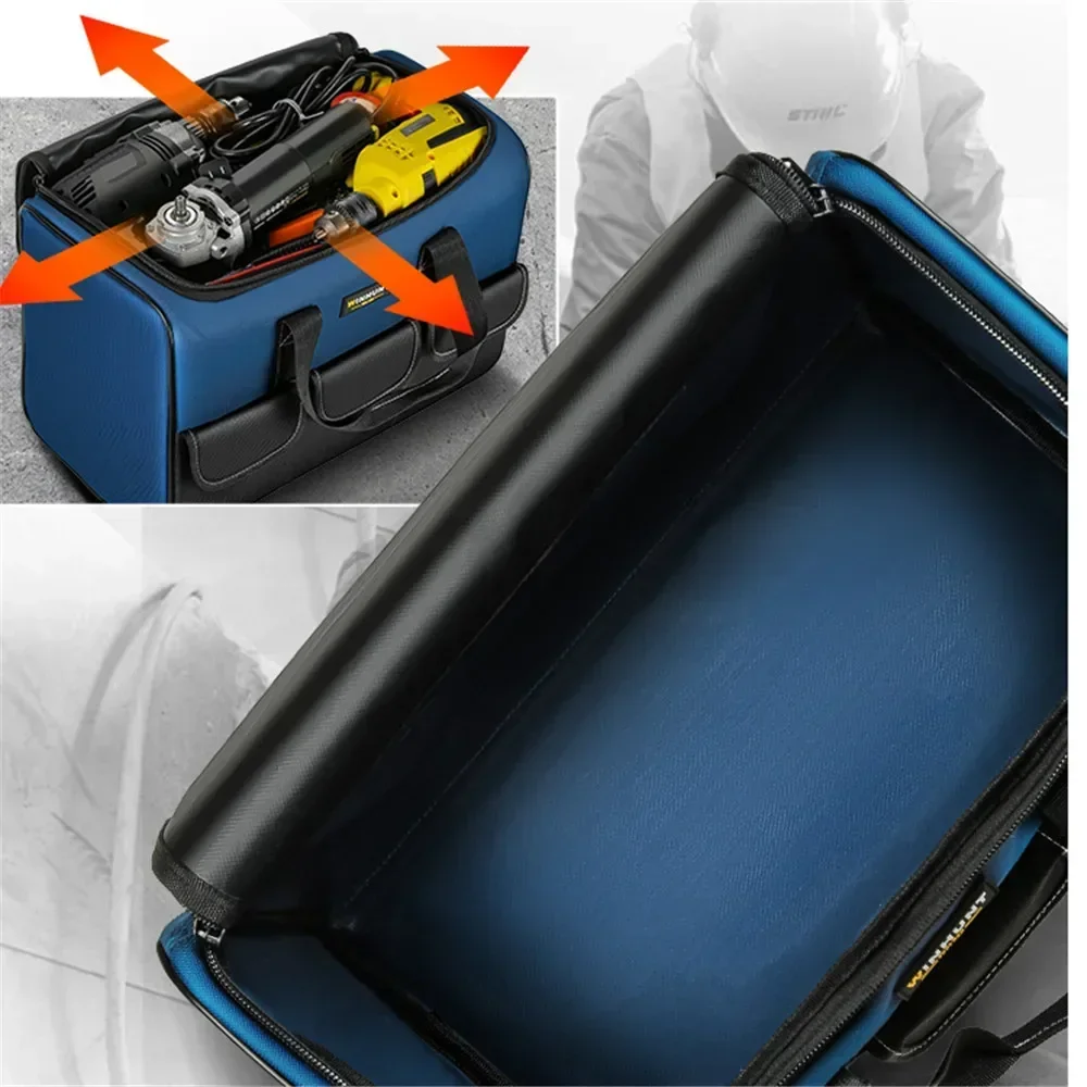 Imagem -03 - Bolsa de Ferramentas Quadrado com 30 Mais Capacidade Impermeável Multi Bolsos Organizador de Ferramentas Bolsa para Eletricista Novo