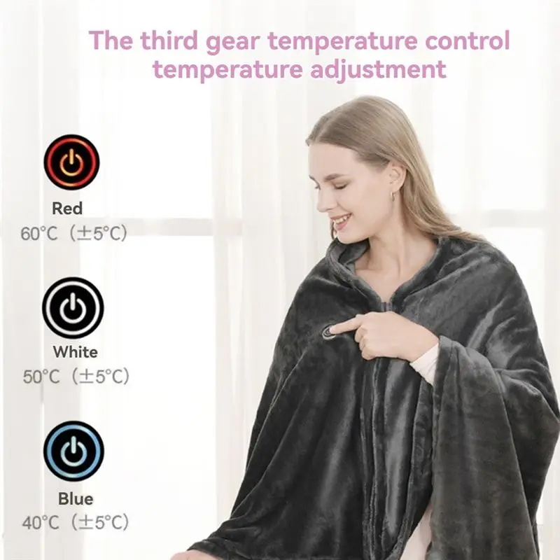 HOES-Outdoor Portable USB Warm Shawl Blanket  Coral Velvet Warm Blanket Electric Blanket Temperature Control Heating Blanket