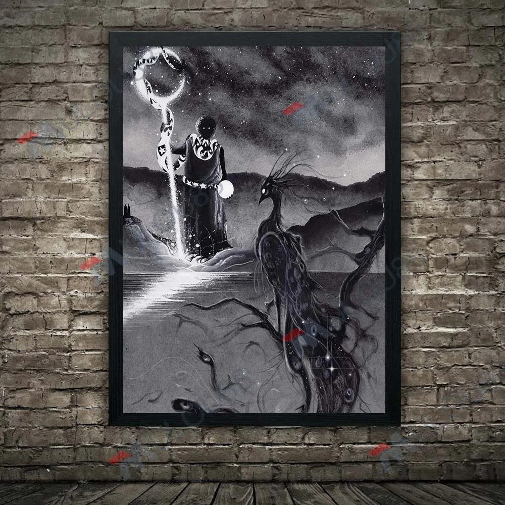 عظيم قديم واحد ومخلوق رعب خمر الرسم على لوحات القماش الجدارية الأحمر القلب شيطان مجردة ملصق فني وطباعة ديكور المنزل