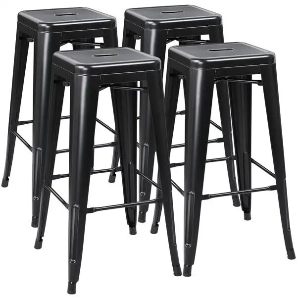 

Living Room Metal Bar Stools Counter Barstools Farmhouse Stackable Chairs 30 inch Set of 4,Black/White/Gun Metal