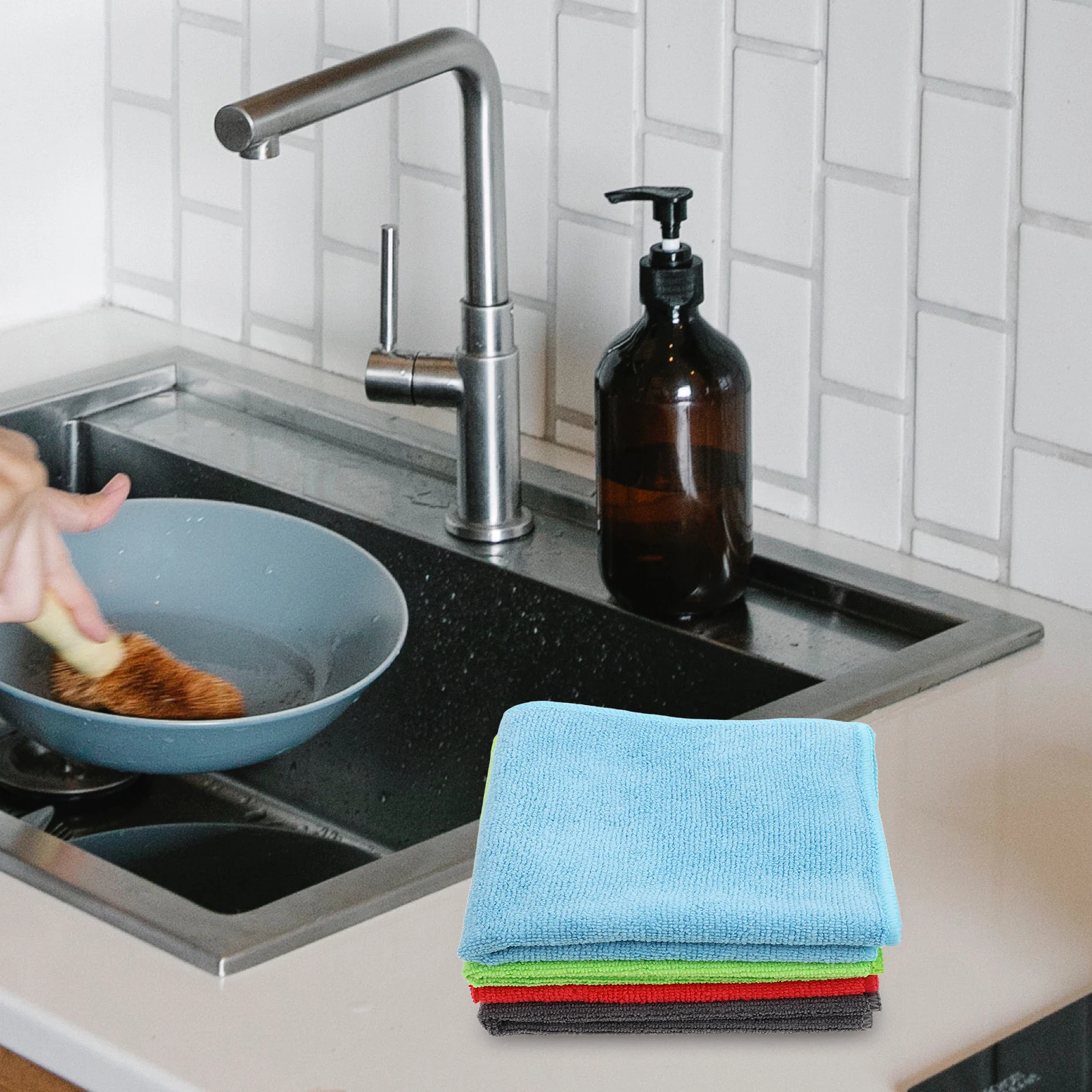 

24 Pcs Microfiber Cloth Cleaning Dish Cars Clothing Towels Drying Absorbent Kitchen Rags Cleansing Cloths