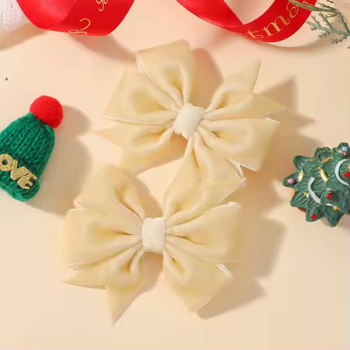 2pcs/set Handmade Velvet Bow Hair Clips for Baby Girls Vintage Christmas Red Green Bowknot Hairpins Barrette Hair Accessories - Image 10